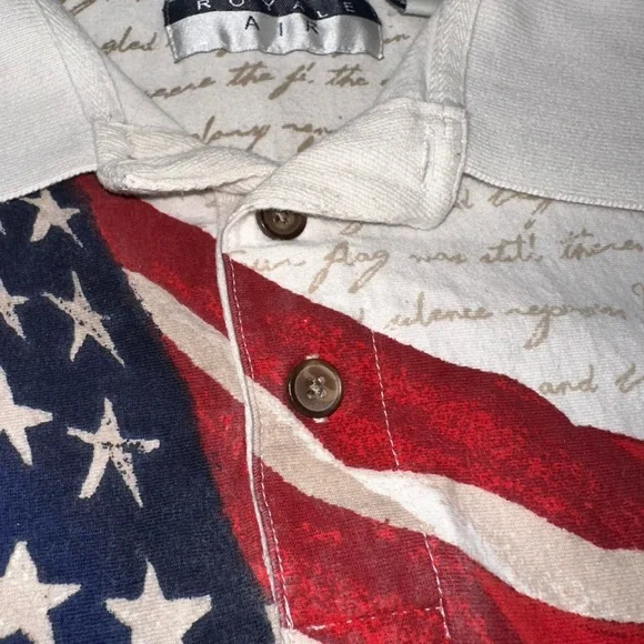 Royale Air American Flag Polo Men’s Large All Over Print T-Shirt Star Spangled - Picture 6 of 8